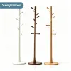 Jiehao floor-standing coat and hat racks, tree-shaped bamboo and wood floor-standing clothes hangers, and three-color standing bag hangers for home living rooms are available for wholesale Item Picture